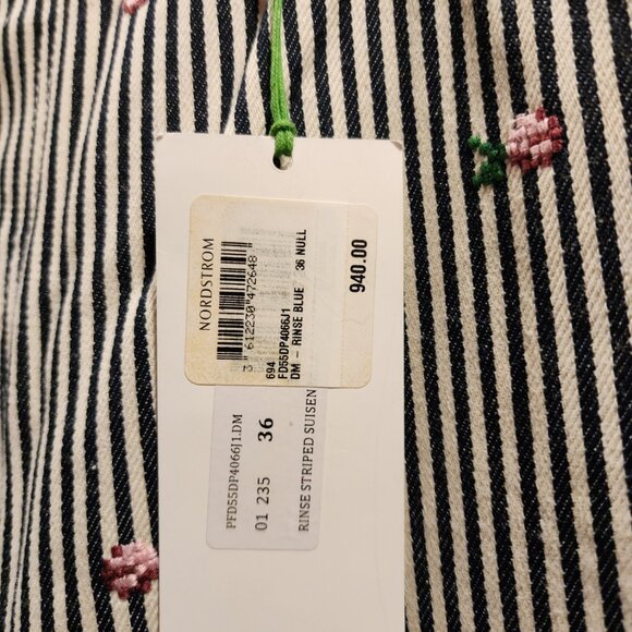 Kenzo Black & White Stripe Jeans w/ Flower Detail NWT - Picture 3 of 8